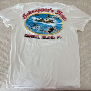 Schnappers hots shark graphic tee white small Sanibel island